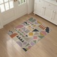 thumbnail image 3 of ODIKA 3'x5' Multicolor Geometric Abstract Artistic Washable Throw Rug Inspired by Vintage Moroccan Aesthetics Stain Resistant, Low Profile, Non-Slip for Entryway, Kitchen, Mudroom, 3 of 7