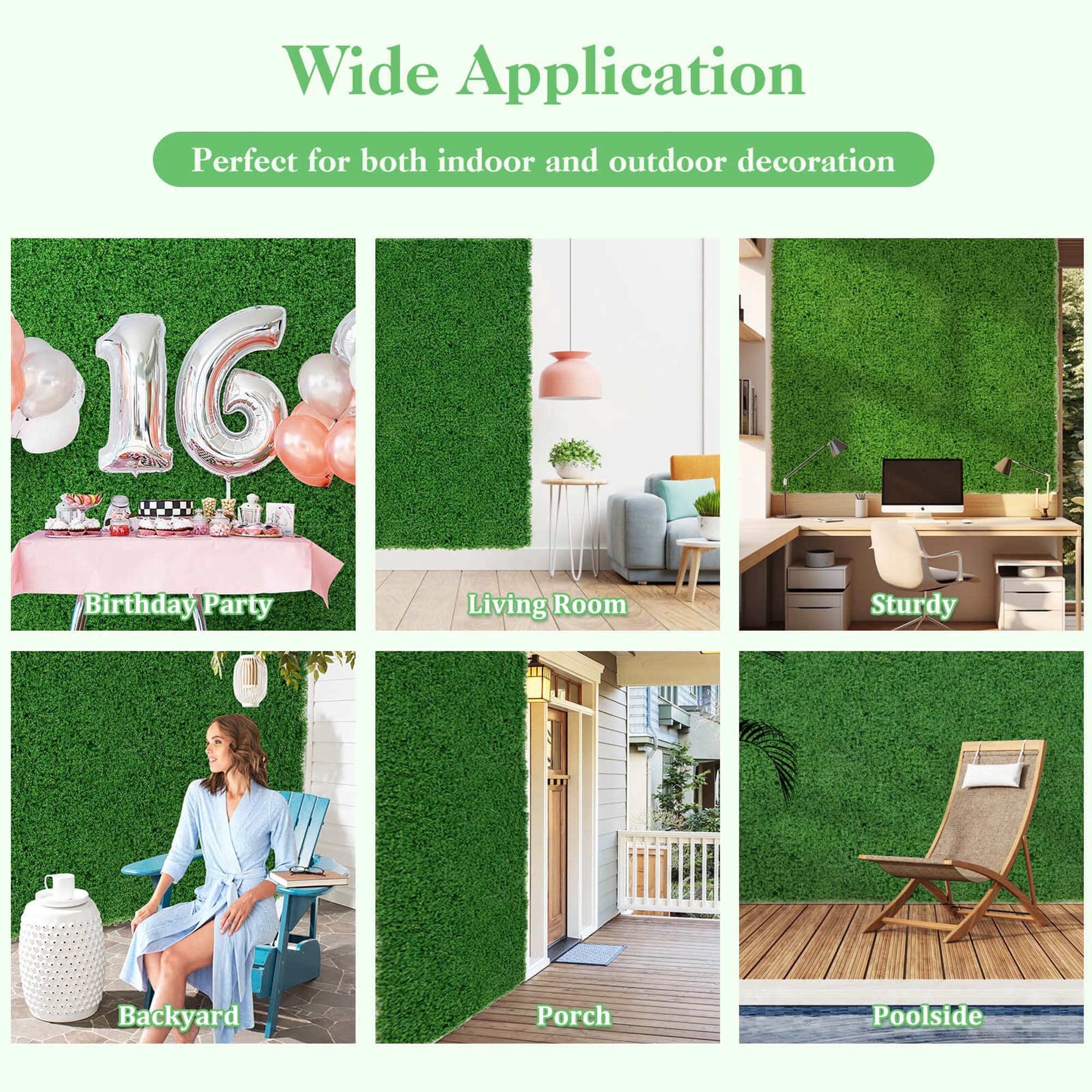 Costway 12 PCS Faux Green Moss Panels with Insertable Branches Stable X-shaped structure Dark Green