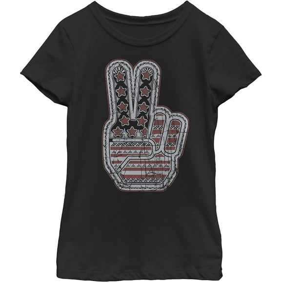 LOST GODS Girls Peace Sign American Flag T-Shirt