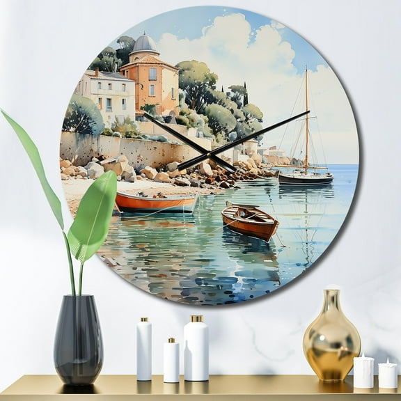 Designart "At Antibes French Seaside wall art IV" Nautical & Beach Oversized Wall Clock