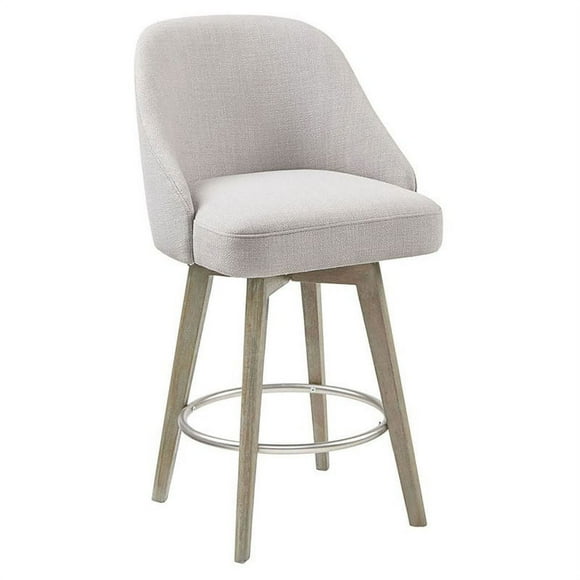 Madison Park Pearce 25.75" Fabric and Solid Wood Counter Stool in Gray