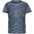 thumbnail image 1 of Tiki God Black Face Luau Mens Ringer T Shirt Heather Blue-Navy 2XL, 1 of 2