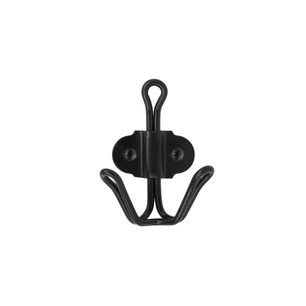 Mainstays Double Prong Wall Mounted Coat and Hat Hook, Matte Black