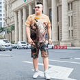 thumbnail image 4 of Conjunto deportivo básico esencial para hombre, camiseta, chándal, sudadera de verano, top estético, ropa holgada para hombre, conjuntos de pantalones cortos elásticos S, 4 of 5