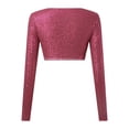 thumbnail image 6 of Lingerie for Women's Sequins Solid Round Slim Midriff Long Sleeved Top for Hot Pink XL, 6 of 7