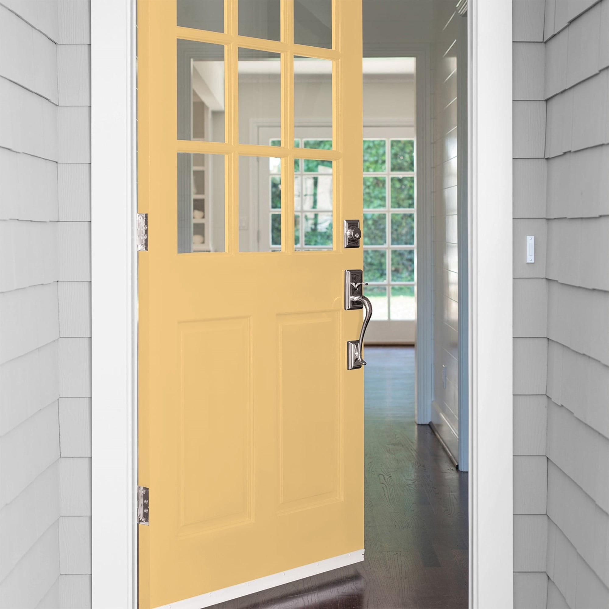 Glidden One Coat Gold Buff / Yellow Satin Exterior Paint with Primer, 5 Gallon