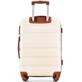 thumbnail image 3 of 4 Piece Set Suitcase, Expandable Lightweight Hardside Travel Suitcase with Spinner Wheels and TSA Lock, Carry On Luggage Suitcase with Hanging Toiletry Bag, Ivory & Brown(20in24in28in), 3 of 7