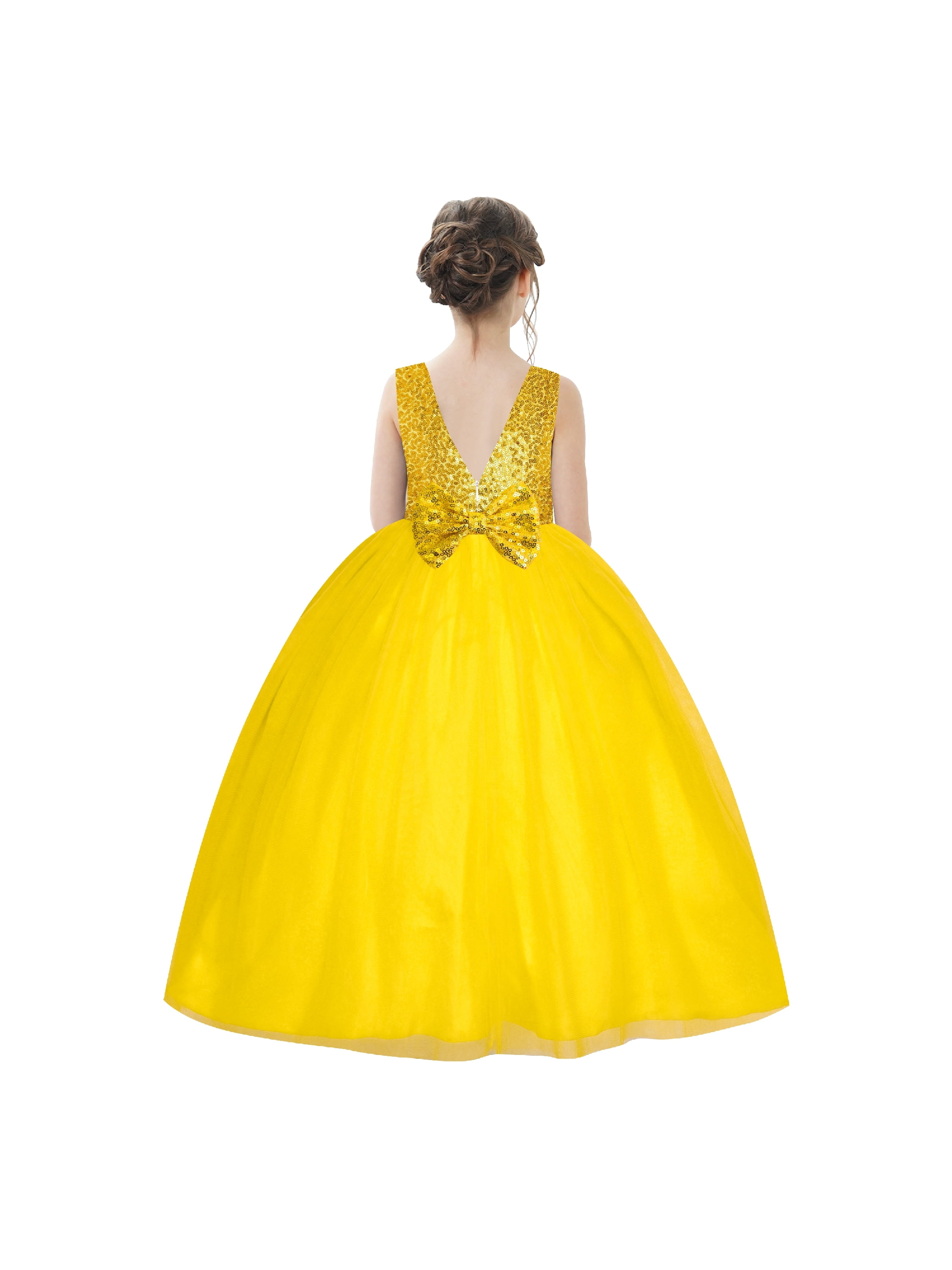 Sunny Fashion Flower Girl Dress Sleeveless Golden Ball Gown Wedding Pageant 8 Years Walmart Com Walmart Com