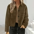 thumbnail image 2 of hotojiny Womens Suede Leather Jackets Casual Cropped Fleece Coats Vintage Long Sleeve Button down Shackets Outwear Streetwear, 2 of 7