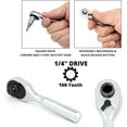 thumbnail image 3 of Neiko 03001A Stubby Ratchet, 1/4 Inch Ratchet Wrench, 108-Tooth Reversible Ratchet, 3.3 Degree, Quick Release Mini 1/4 Ratchet Drive, Oval Head Wrench, CR-V Steel Quarter Inch Small Ratchet Wrench, 3 of 6