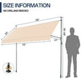 thumbnail image 3 of Tcbosik Manual Retractable Awning, 118" x 47" Outdoor Sunshade, Height Adjustable Shelter, Canopy with Crank Handle for Backyard, Garden, Balcony, Khaki, 3 of 10