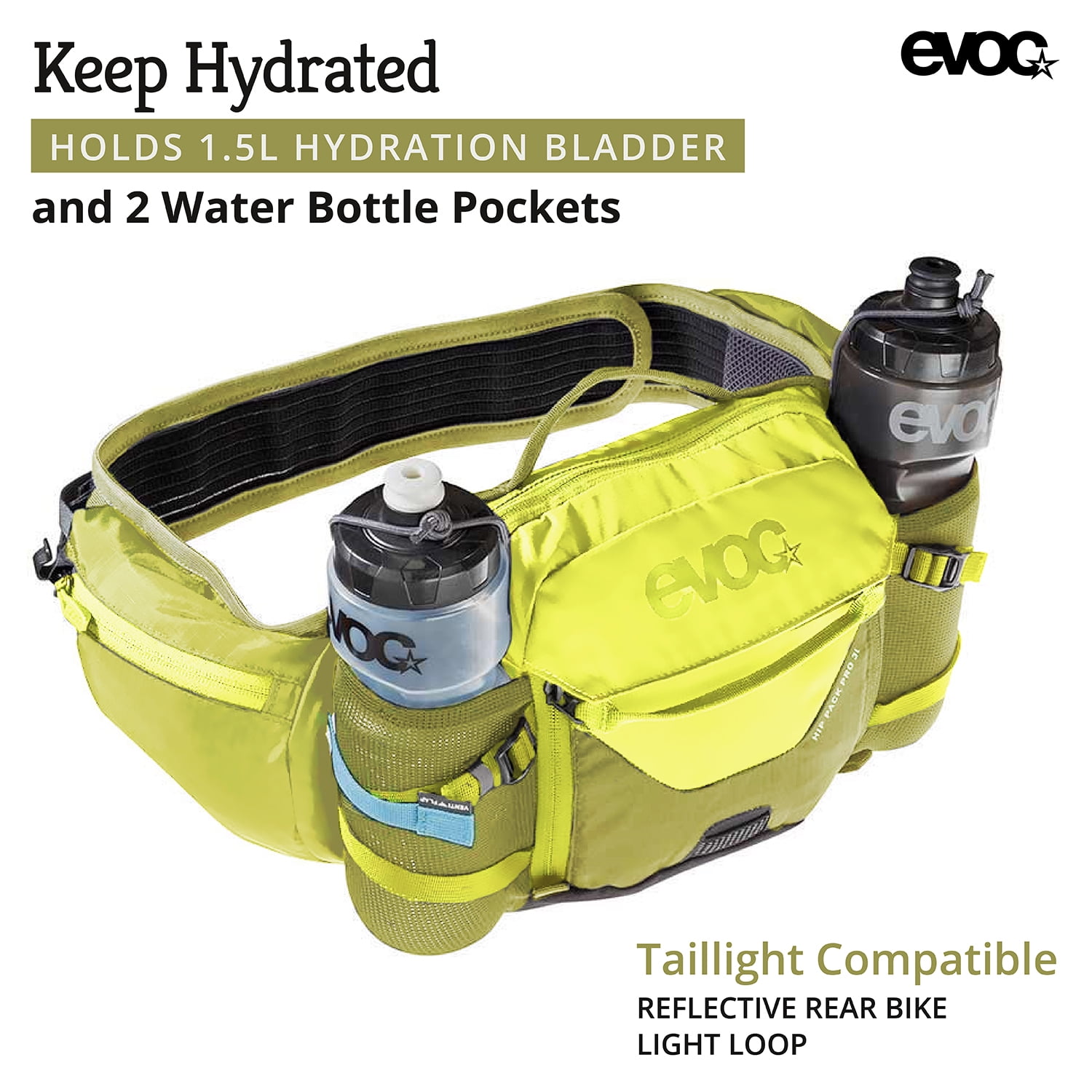 Evoc Hip Pack Pro Race Hydration Bag 3L Sulphur/Moss Green 1.5L Reservoir