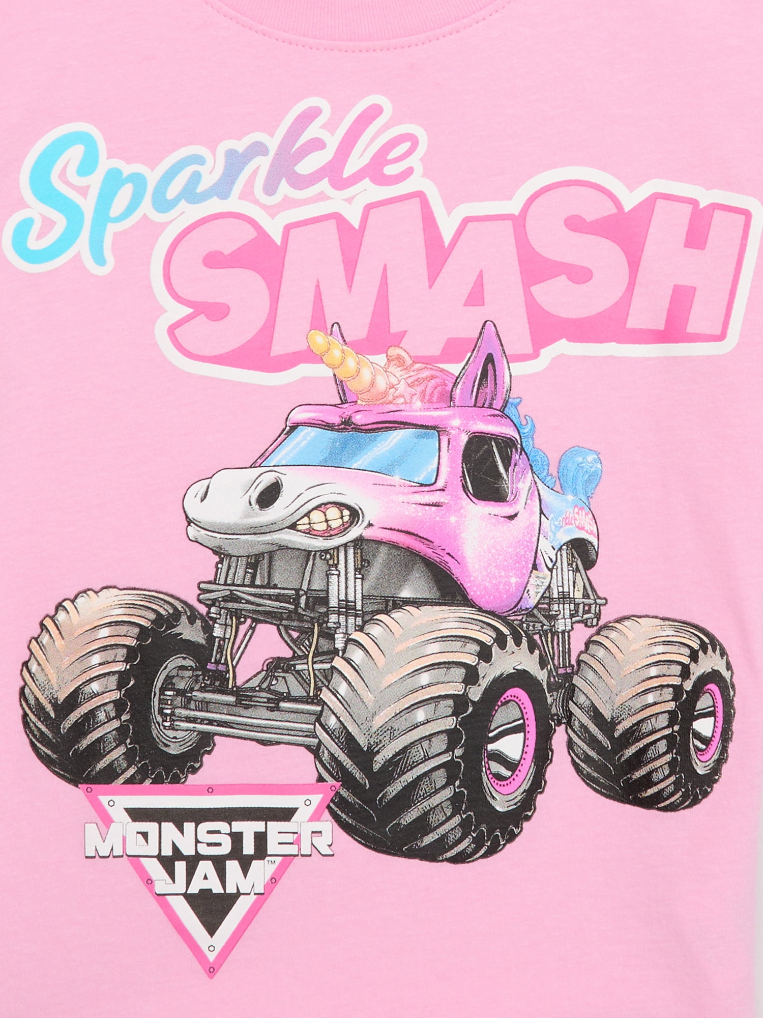Monster Jam Toddler Girls Sparkle Smash Graphic Tee, Sizes 12M-5T