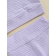 thumbnail image 5 of Bagilaanoe 3pcs Toddler Baby Girl Pants Set One Shoulder Ribbed Tops + Flare Trousers + Headband 6M 12M 18M 24M 3T 4T Kids Casual Clothes, 5 of 8