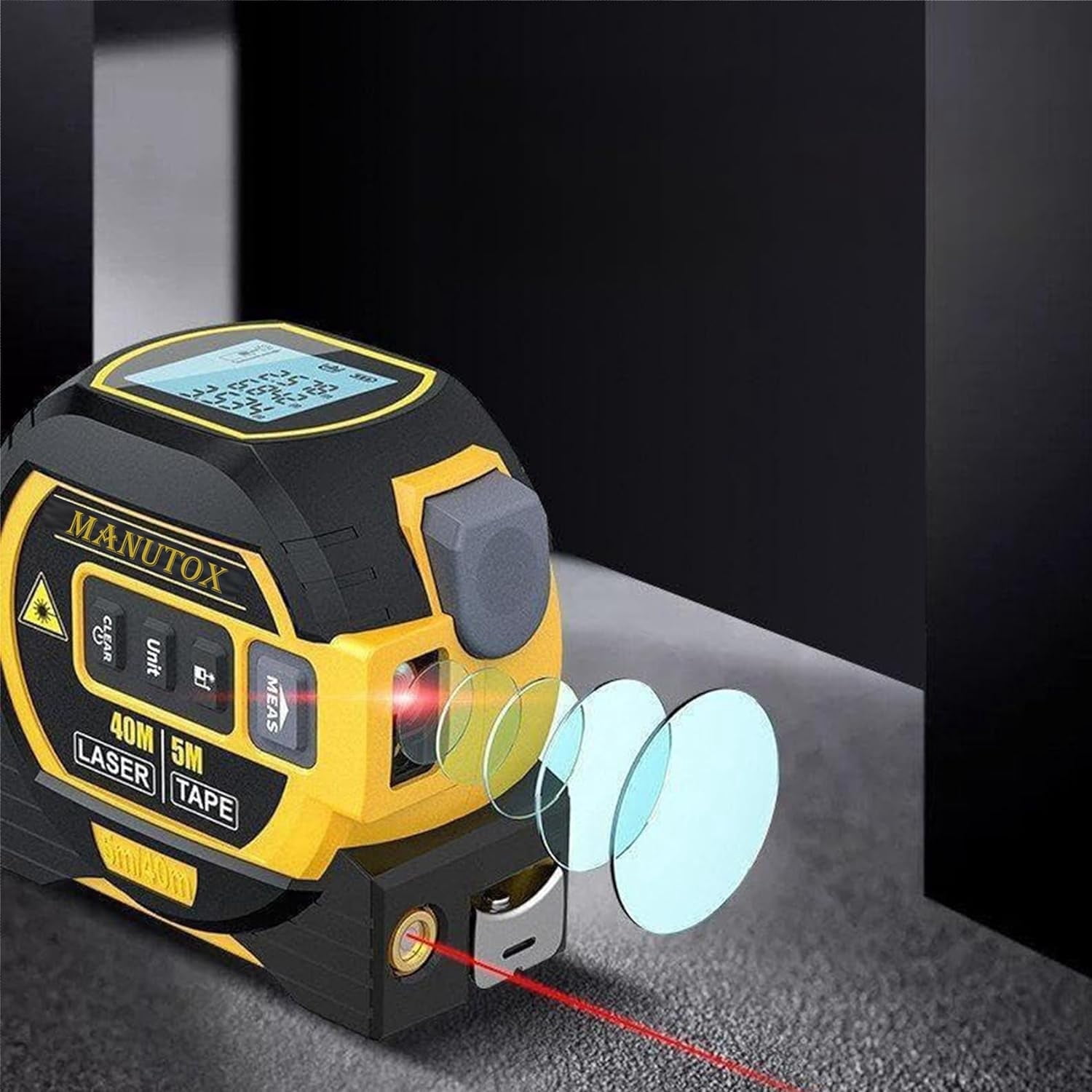 Generic 3-in-1 Infrared Laser Tape Measuring, Digital Tape Measure with Laser, Laser Measuring Tape, Laser Measuring Tool, Retractable Electric Tape Measure with Led Display (Blue 60m(196FT))