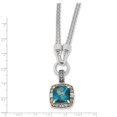 thumbnail image 2 of Sterling Silver Two Tone Silver And Gold Plated Sterling Silver w/London Blue Topaz & Diamond 1in. Ext. Necklace, 2 of 5