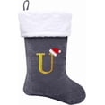 thumbnail image 1 of Dbfengbilian 21 Inches Christmas Stockings with Customizable Letters, Large Christmas Stockings with Super Soft Plush Cuff Embroidered Letter - Grey U, 1 of 7