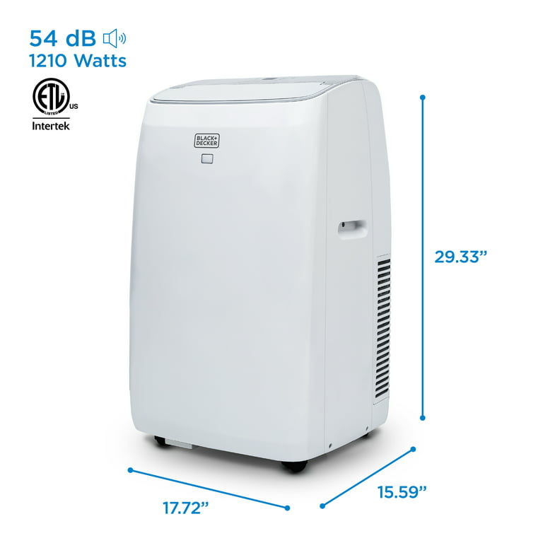 BLACK+DECKER BPT10HWTB 10,000 BTU SACC/CEC (14,000 BTU ASHRAE) Portable Air  Conditioner with Heat, White