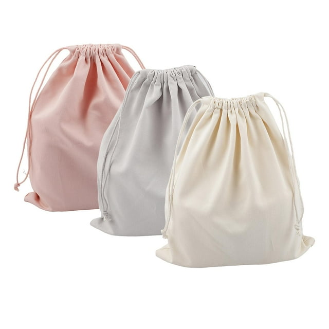 3 Piezas 25x30cm Lona Mochilas con Cordón Bolsa de de Embalaje