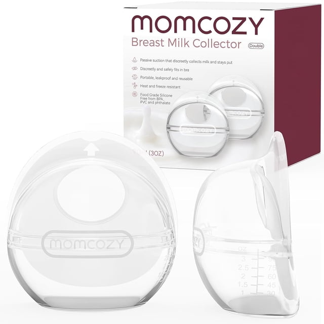 Momcozy Recolector de Leche Materna, Colectores de Leche Reutilizables Silicona para Lactancia, 2 Piezas 90 ml