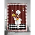 thumbnail image 5 of Cartoon Chef Kitchen Shower Curtain, Gourmet Rustic Farmhouse Red Plaid Bathroom Decor Curtains Set with Hooks, Waterproof Fabric Home Accessories， 72 X 72 Inch Long, 5 of 6