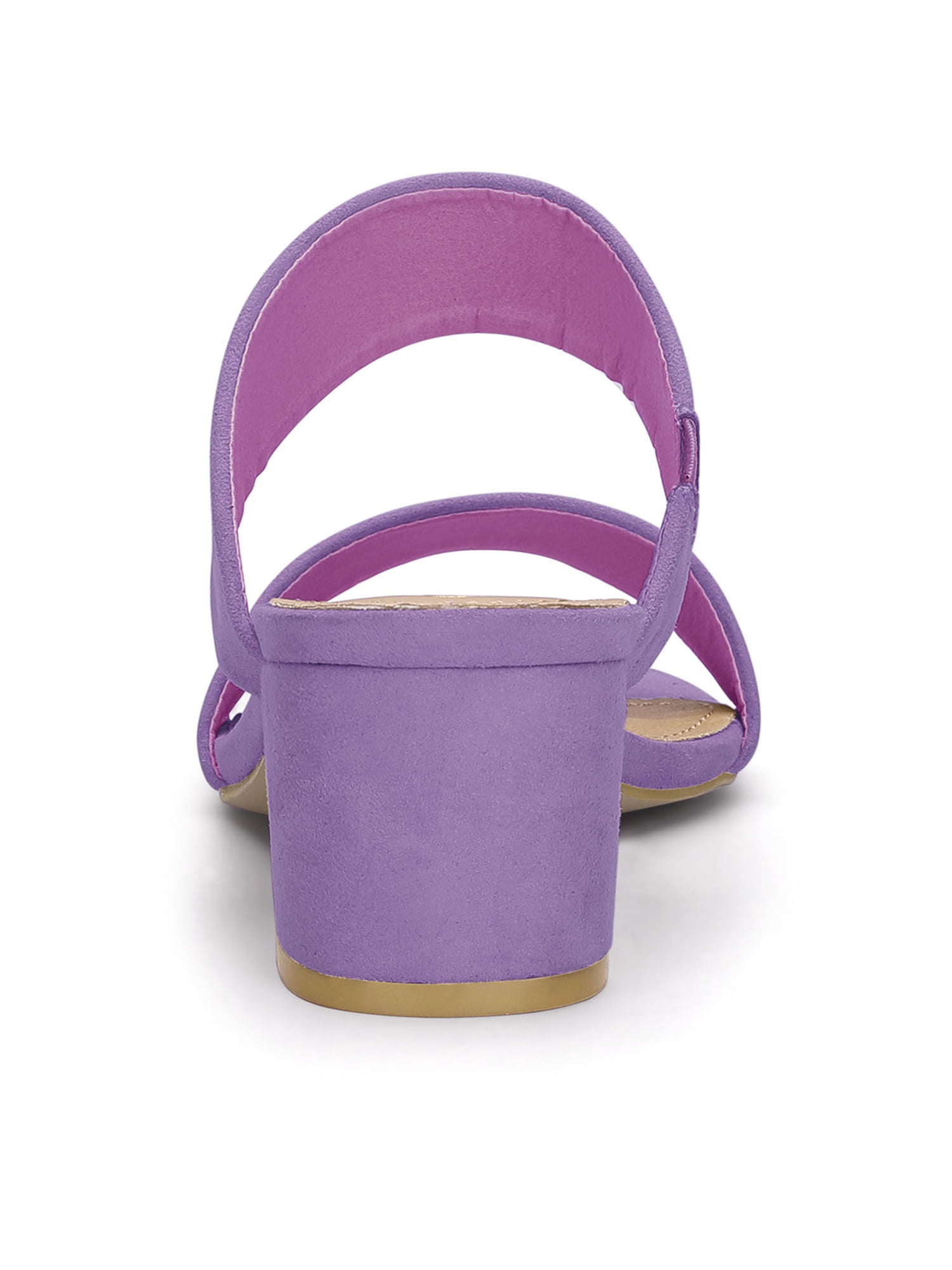 DARING DIVA Stylish Women's Block Heel Dual Straps Slide Sandals 7.5 Purple