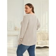 thumbnail image 5 of TEMOFON Womens Plus Size Tops Crew Neck Button Long Sleeve Tops Casual Lightweight Soft Sweaters Fall Tunic Tops XL, 5 of 7