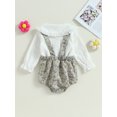 thumbnail image 4 of Arvbitana Infant Baby Girls Casual Outfits Long Sleeve Doll Collar Button Shirt and Floral Print Suspender Elastic Waist Shorts 2Pcs Sets 0-18M, 4 of 9