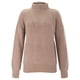 thumbnail image 1 of Gibobby Temperamento Suelto Top Suéter de punto con cuello para mujer, suéter de yardas grandes, suéter de punto con bloqueo de Color a rayas de moda, suéter de solapa con cremallera(Beige, M), 1 of 5