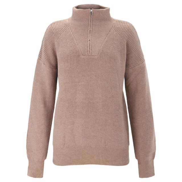 Gibobby Sueter para mujer invierno punto Suéter de punto con cuello para mujer, suéter de yardas grandes, suéter de punto con bloqueo de Color a rayas de moda(A,CH)