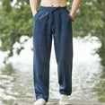 thumbnail image 2 of Mens Business Casual Pants Plus Size Summer Solid Casual Elastic Waist With Pocket Pants Save to 65% off!, 2 of 4