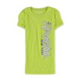 thumbnail image 1 of Camiseta adornada Aeropostale con texto vertical para mujer verde mediana, 1 of 1