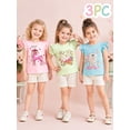 thumbnail image 2 of HILEELANG Toddler Girls' Cotton Short Sleeve Crewneck Tunic T-Shirts, 3 Pack (5T), 2 of 7