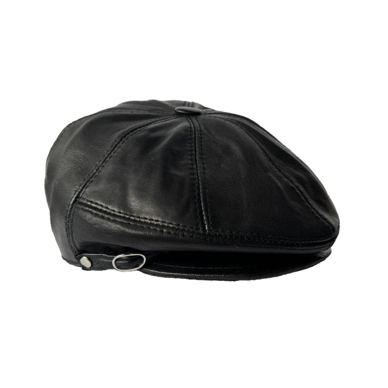 Lukkizara Leather Ivy Cap Men,s Newsboy Hat Cabbie Beret Real Leather Hat Vitage Style (US, Alpha, Large, Black)