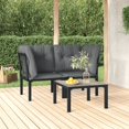 thumbnail image 1 of vidaXL 3 Piece Garden Lounge Set Black and Grey Poly Rattan, 1 of 5