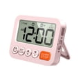 thumbnail image 2 of Reloj despertador digital con pantalla grande, 2 alarmas, volumen ajustable, mesa pequeña Rosa, 2 of 9