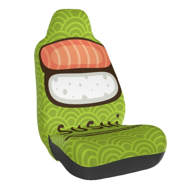 Wukai Fresh Sushi Full Set Car Seat Covers with Soft Padding Universal Auto Front Seats Protector and Cushion Mat