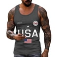 thumbnail image 2 of Domuza Men's 250 Anniversary Usa Shirt American Flag Print Casual Crew Neck Sleeveless T Shirts Summer 2026 Fashion Comfort Relaxed Fit Top Dark Gray 4XL, 2 of 4