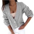 thumbnail image 1 of Cárdigans de punto para mujer Abrigo suelto de gran tamaño con bolsillo grueso Suéteres Abrigo Fridja BV0+3765, 1 of 8