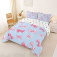 thumbnail image 2 of Manfei Pink Blue Gingham Bow Full Size Comforter Sets for Girls, Cute Ribbon Bows Bedding Sets, Polkadot Reversible, 3-Piece, 2 of 6