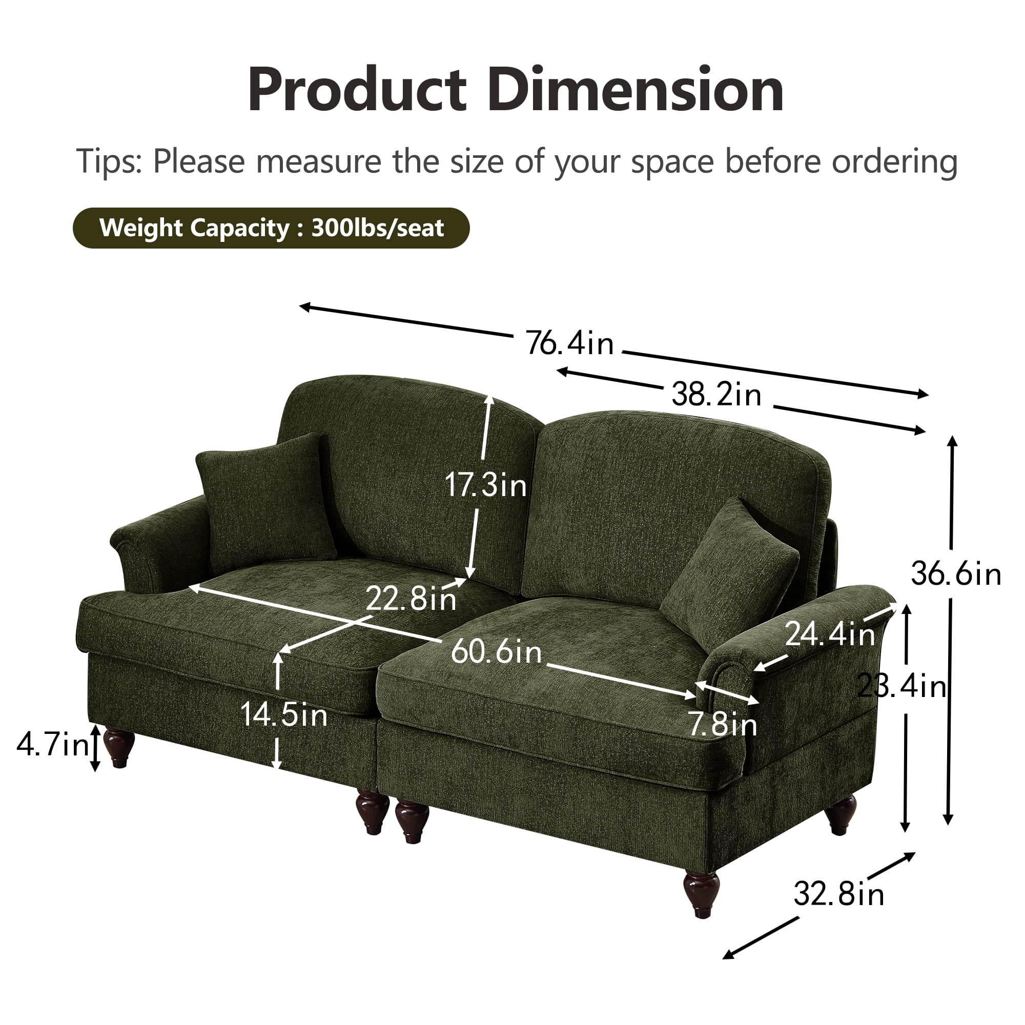 Gewnee 2-in-1 Convertible Sectional Sofa with Removable Ruffled Skirt , Petal-Shaped Arms, Ottoman and Lumbar Pillow Included, Multiple Configurations