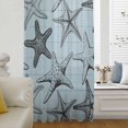 thumbnail image 6 of Teal Blue Starfish Sheer Curtains 63 Inches Long, Coastal Ocean Summer Sea Nautical Light Filering Curtains, Breathable Simi Curtain Privacy Drapes for Living Room Bedroom Window Treatment, 6 of 9