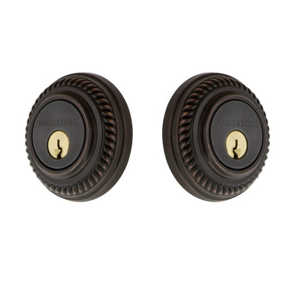 Nostalgic Warehouse Roprop_2Cyl_234_Na Rope Solid Brass Double Cylinder Deadbolt - Bronze