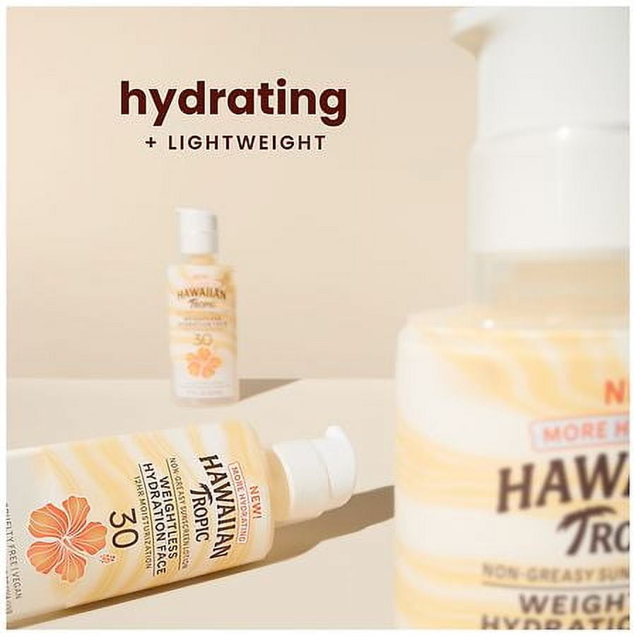 Hawaiian Tropic Weightless Hydration Face Lotion Sunscreen SPF 30 1.7 fl oz Pack of 2