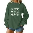 thumbnail image 4 of Valentine's Day Sweatshirt for Women Heart Print Oversized Casual Soft Polyester Crewneck, Army Green,Size L, 4 of 5