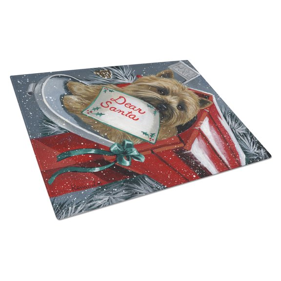 Carolines Treasures PPP3054LCB Cairn Terrier Christmas Letter to Santa Glass Cutting Board Large, 12H x 16W, multicolor