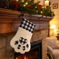 thumbnail image 6 of Ratfeit Christmas Paw Shaped Pet Stocking, 15.3-Inch, Black White Buffalo Plaid, Hanging Loop, Christmas Tree Decor, Dog Cat Treat Stocking, 6 of 6