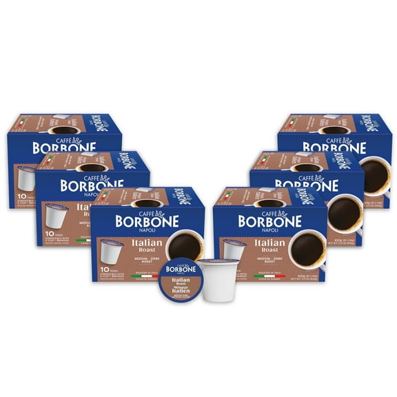Caffè Borbone Italian Roast Medium Dark Roast Pods Compatible with K-Cup Brewers, (60 Count)