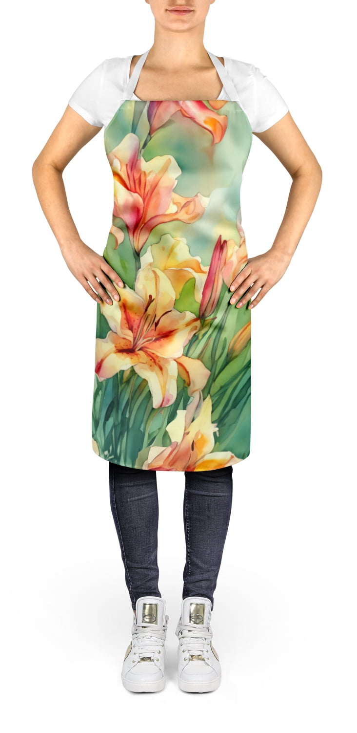 Utah Sego Lilies in Watercolor Apron 27 in x 30 in