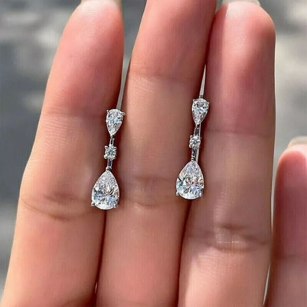 Beautiful 2.30 Ct Pear Cut Diamond Drop & Dangle Earrings 14k White Gold Finish